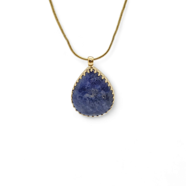 Pendentif en laiton doré à l'or fin et lapis lazuli